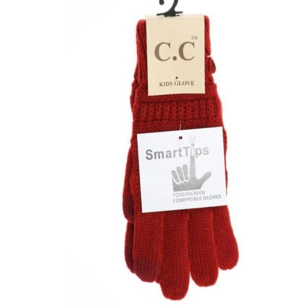 Kids Solid Cable Knit CC Gloves by C.C Beanie
